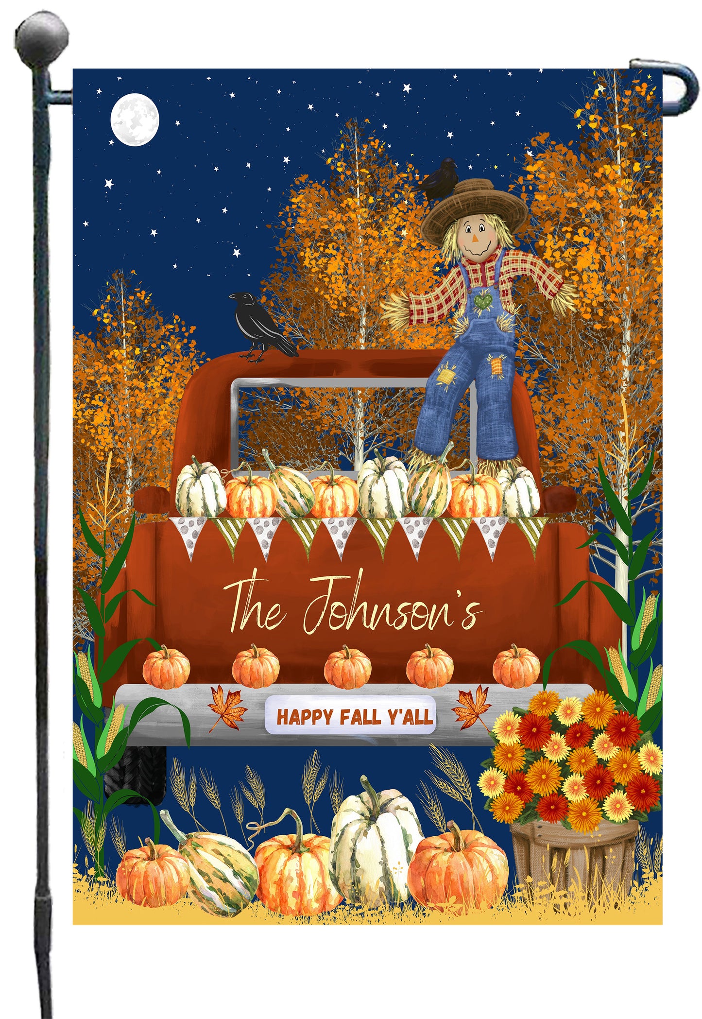 Personalized Happy Fall Y'All Garden Flag