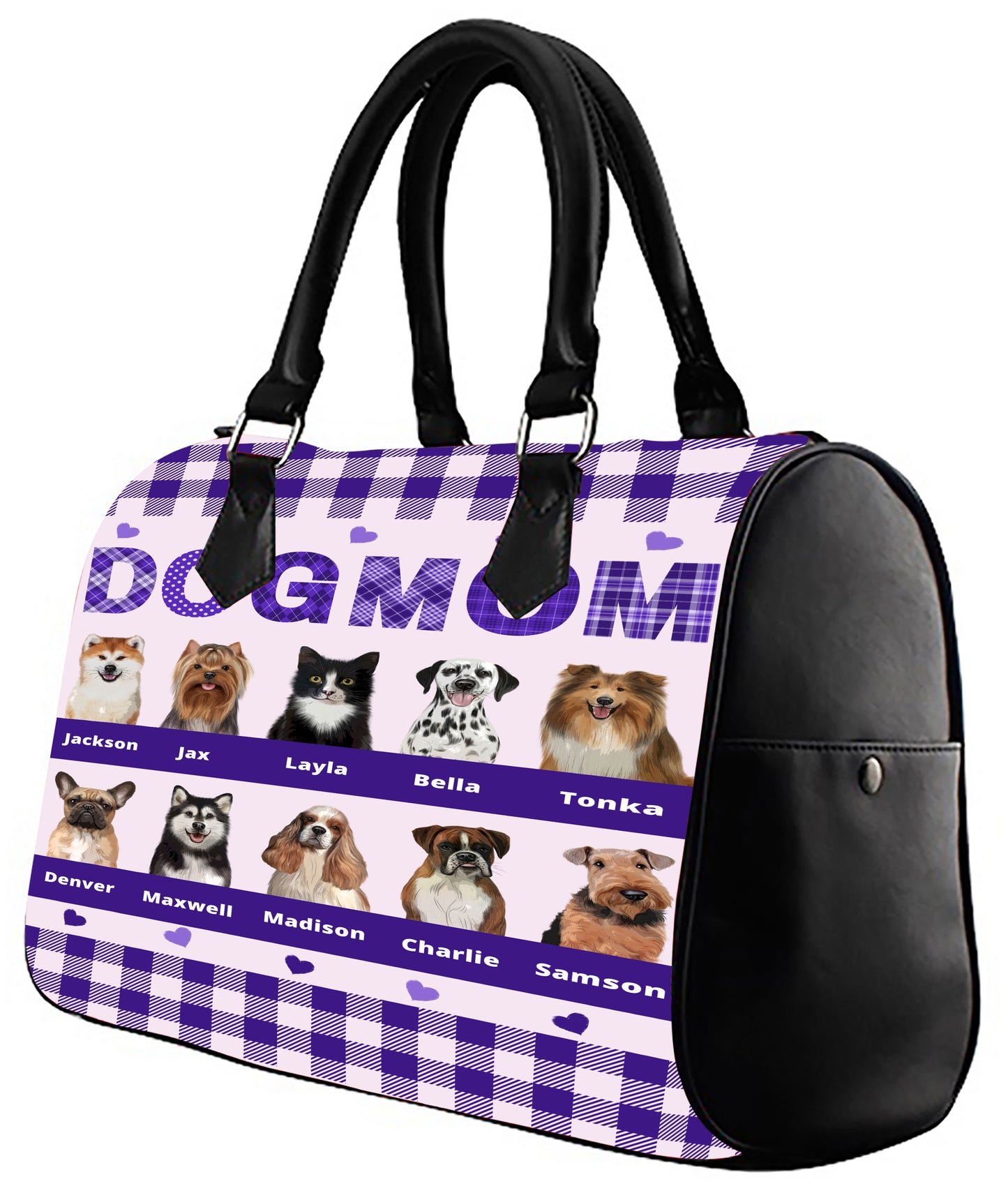 Personalized Dog Cat MOM Boston Handbag 1-10 Pets