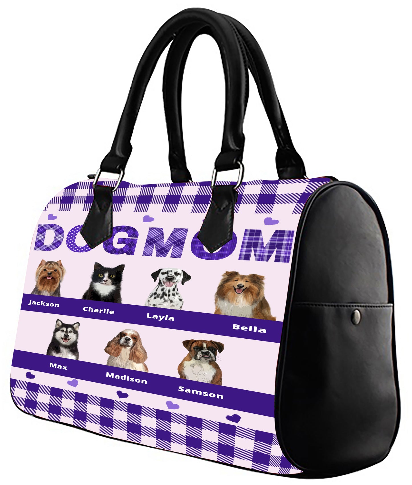 Personalized Dog Cat MOM Boston Handbag 1-10 Pets